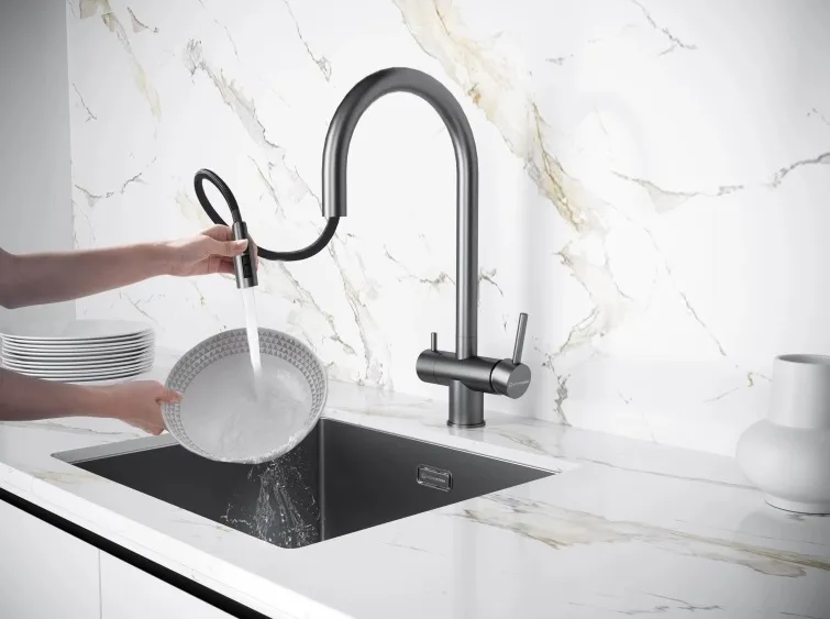 Детальное фото товара: KUCHENSTERN UBER-FS, смеситель, нержавеющая сталь