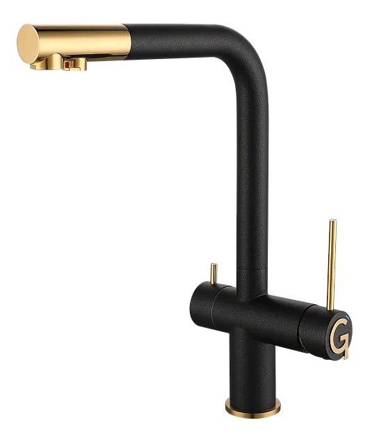 Детальное фото товара: Rivelato LUGANO 1523513 antracite/oro, смеситель, гранит, антрацит/золото