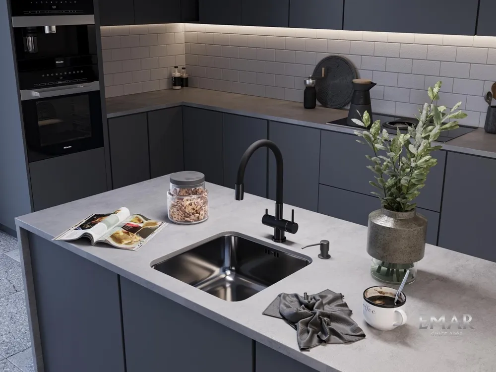 Детальное фото товара: Emar EMB-127A PVD Nano Dark, мойка, вороненая сталь