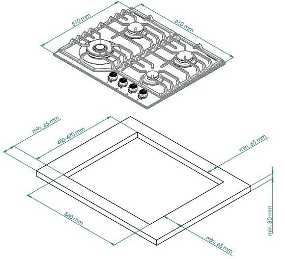 Детальное фото товара: Kuppersberg FS 610 Ant Bronze газовая поверхность