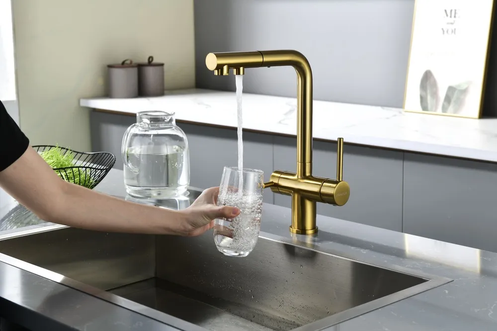 Детальное фото товара: Paulmark SERPENTINE, смеситель, брашированное золото