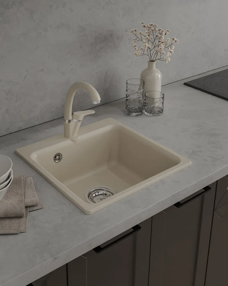 Детальное фото товара: ЭкоМ М-430, мойка, мрамор, бежевый