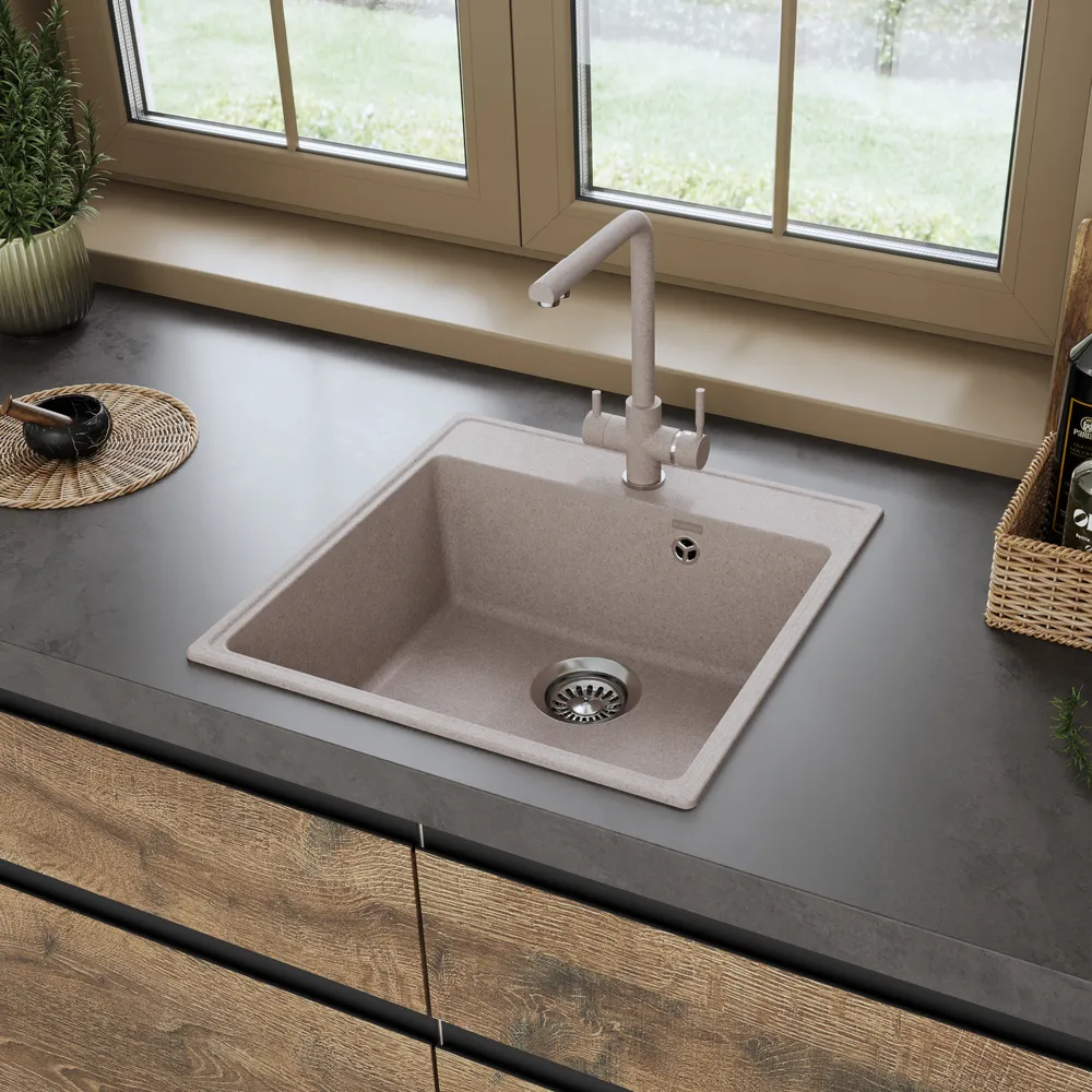 Детальное фото товара: Maunfeld Perla 505 MFQS-505BG, мойка, гранит, бежевый