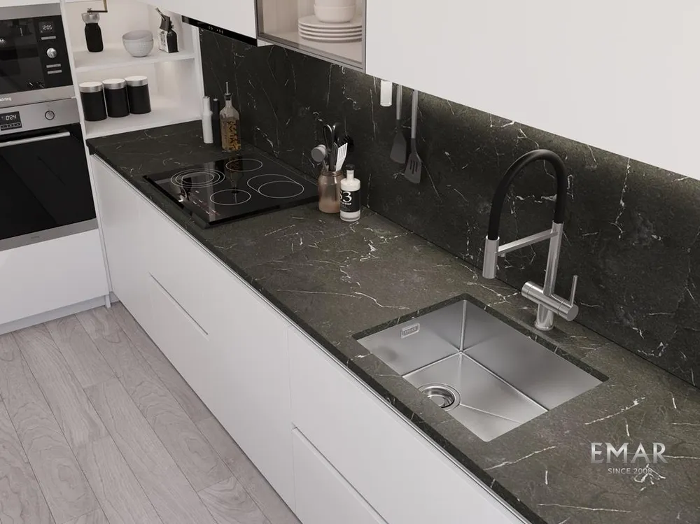 Детальное фото товара: Emar EMB-540(UN) PVD Nano Satin, мойка, нержавеющая сталь, сатин