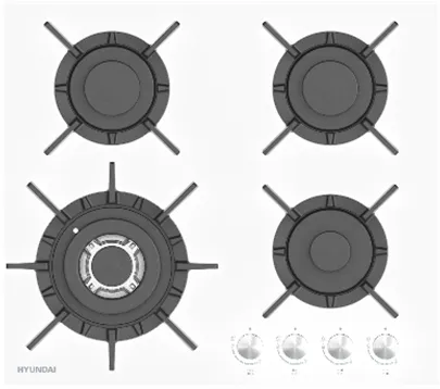 Фото товара: Hyundai HHG 6437 WG газовая поверхность