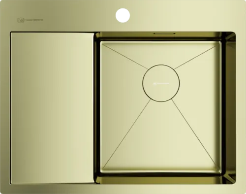 Детальное фото товара: Omoikiri Akisame 65-LG-R, мойка, нержавеющая сталь/светлое золото, чаша справа