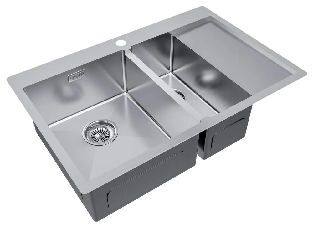 Детальное фото товара: Paulmark KRONER 78/2SF, мойка, нержавеющая сталь брашированное, левая