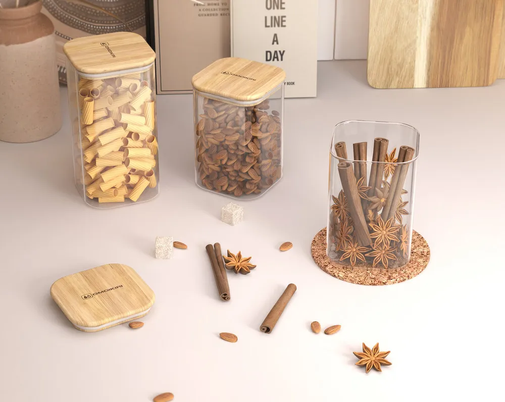 Детальное фото товара: Omoikiri Набор банок для сыпучих продуктов