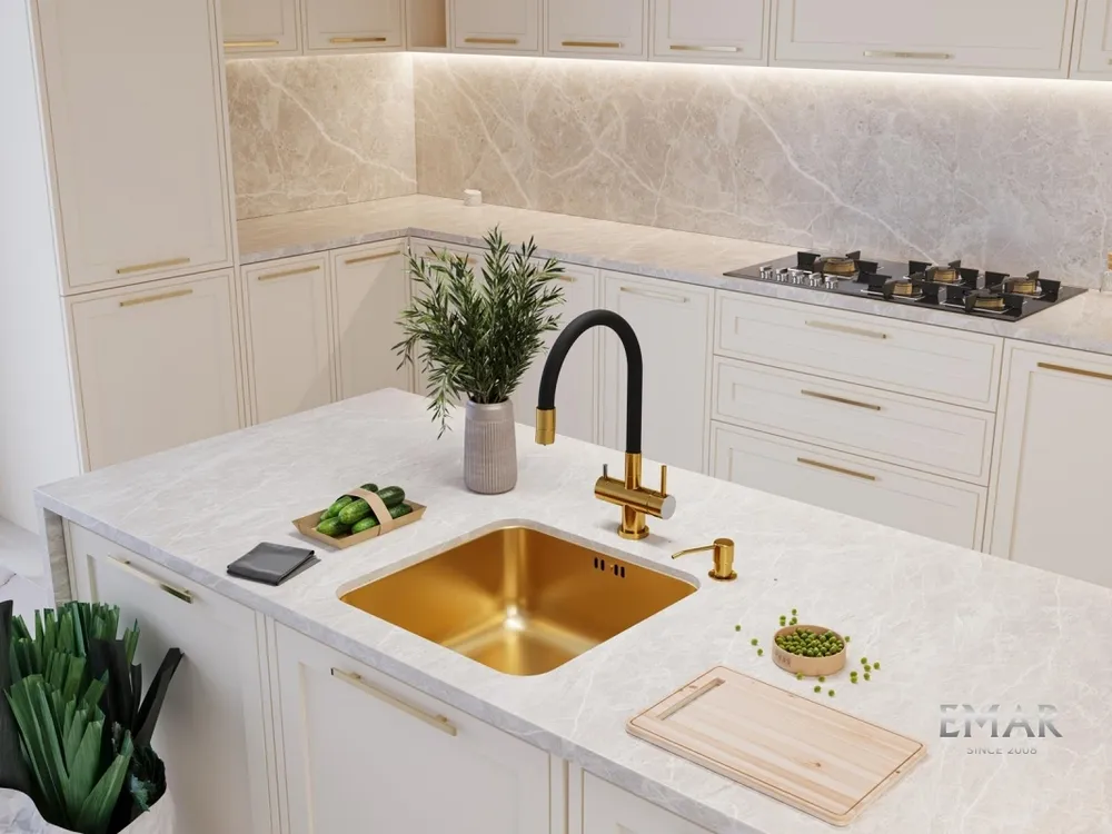 Детальное фото товара: Emar EMB-127A PVD Nano Golden, мойка, золото