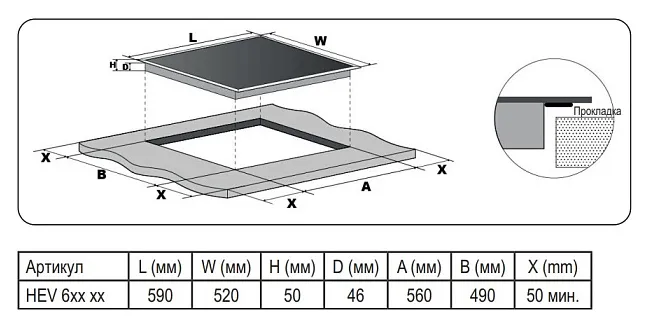 Детальное фото товара: Evelux HEV 642 B стеклокерамическая поверхность