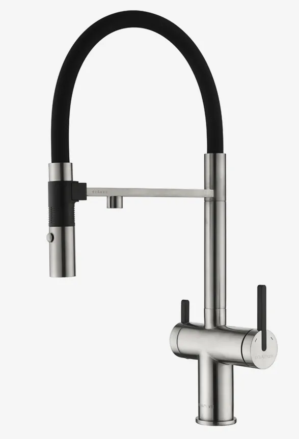 Фото товара: Paulmark GRAVITY, смеситель, никель, черный шланг