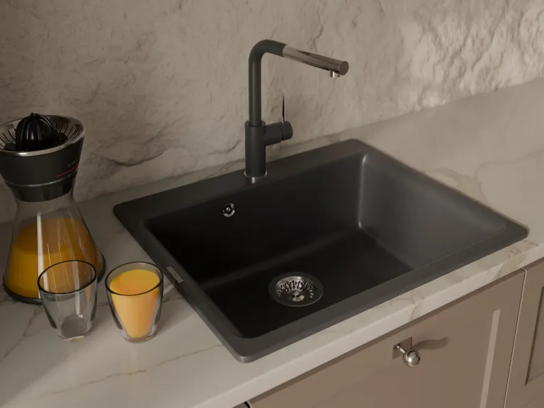 Детальное фото товара: Rivelato ALBANO 1573503 antracite/cromo, смеситель, гранит, антрацит/хром