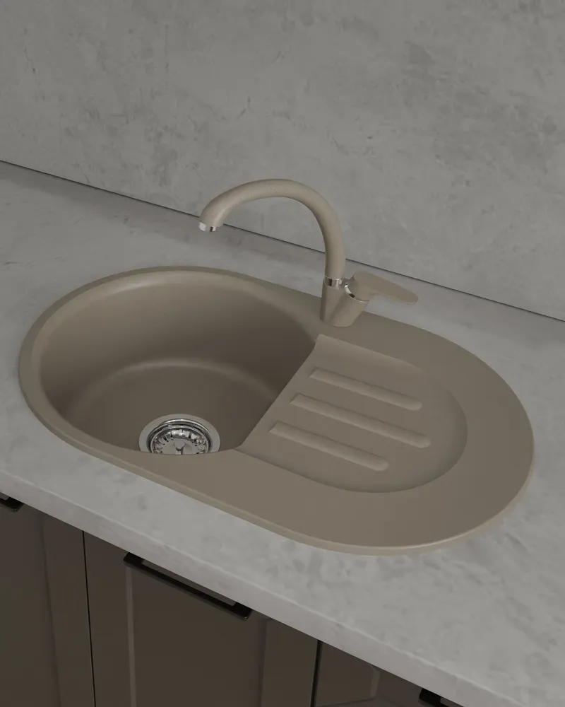 Детальное фото товара: ЭкоМ М-685, мойка, мрамор, песочный