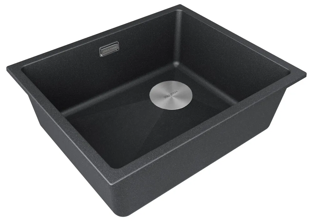 Детальное фото товара: Paulmark LUMI 55UNI-SKEW, мойка, гранит, черный металлик