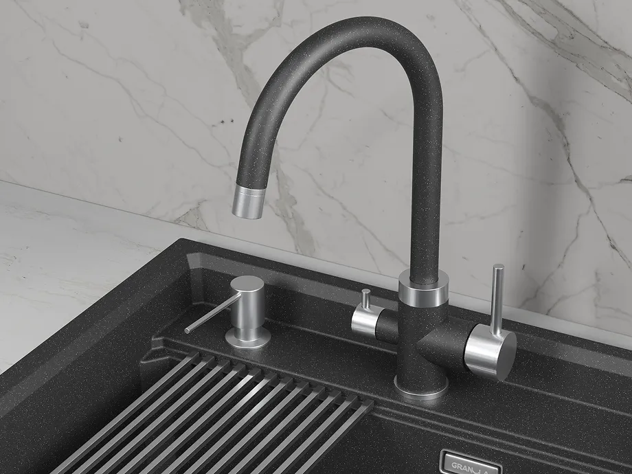 Детальное фото товара: GRANULA 5169 смеситель, нержавеющая сталь, черный