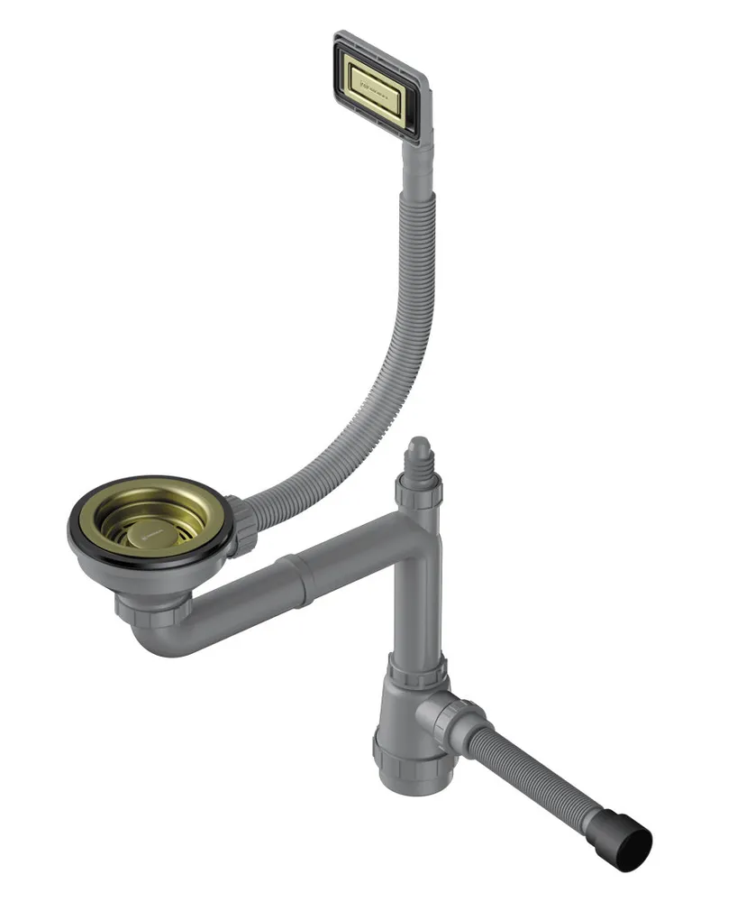 Фото товара: Omoikiri WK-1-UN-LG Арматура для одночашевых моек с универс. прямоуг. переливом, светлое золото