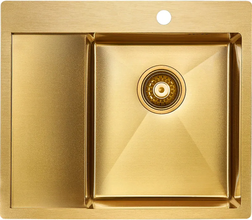 Детальное фото товара: Paulmark KRONER 59F, мойка, нержавеющая сталь, брашированное золото, правая