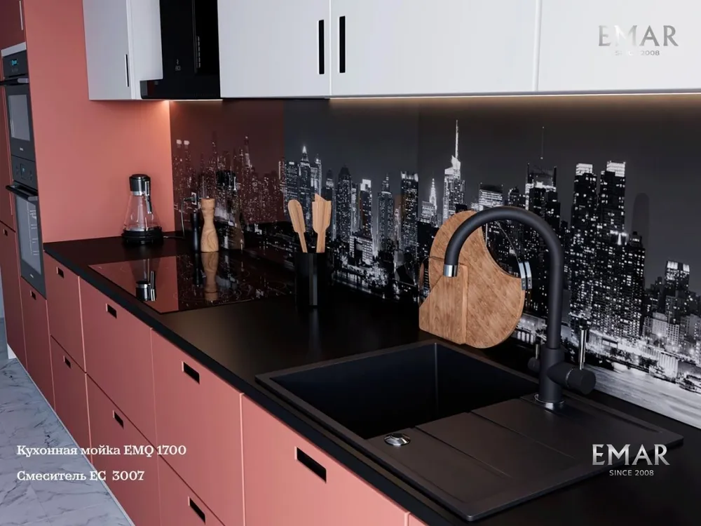 Детальное фото товара: Emar EMQ-1700.Q, мойка, гранит, оникс