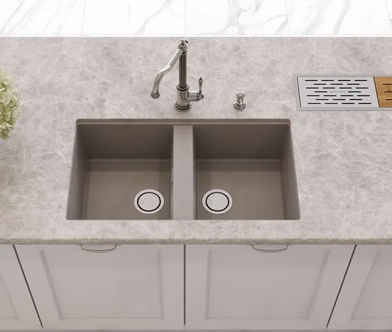 Детальное фото товара: Omoikiri Kitagawa 83-2-U-GR, мойка, керамика, leningrad grey