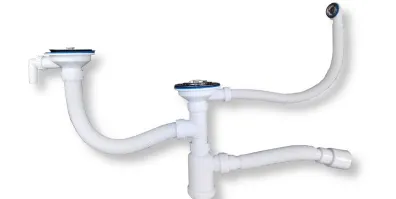 Детальное фото товара: GranFest Сифон двойной Санпласт GRAND с круглым переливом + гофра