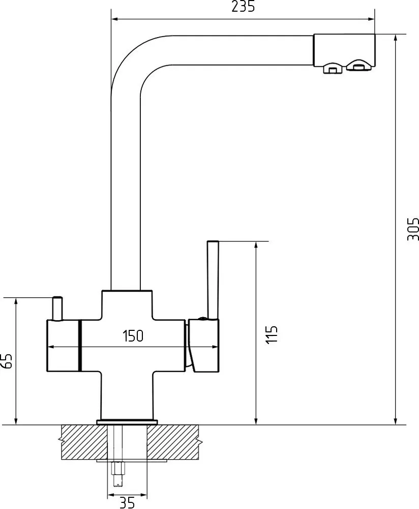 Детальное фото товара: GranFest GF-Z-5423, смеситель, гранит, песочный