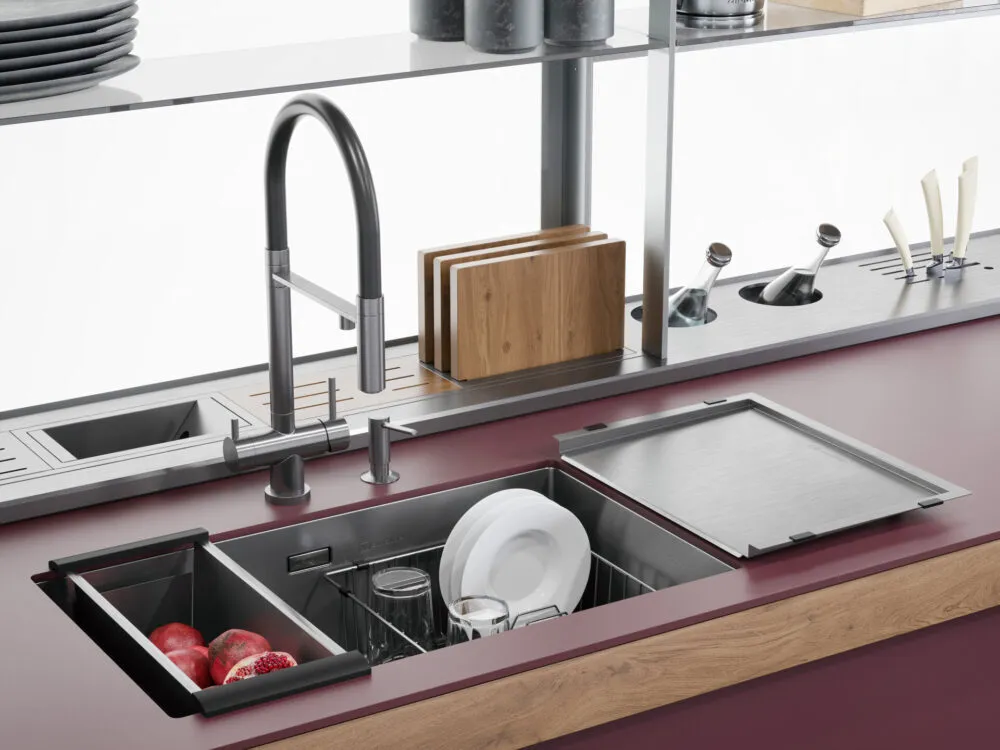 Детальное фото товара: Omoikiri Taki 74-U/IF-GM, мойка, нержавеющая сталь/вороненая сталь