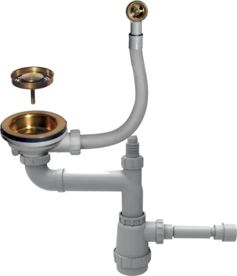 Детальное фото товара: Omoikiri WK-1-R-AB Арматура для одночашевых моек с круглым перелив, нерж. сталь/латунь