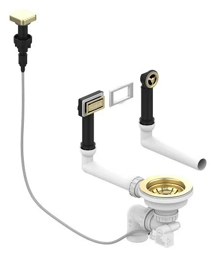 Фото товара: ALVEUS выпуск для мойки с вертикальным переливом POP UP GOLD new с рамкой и заглушкой