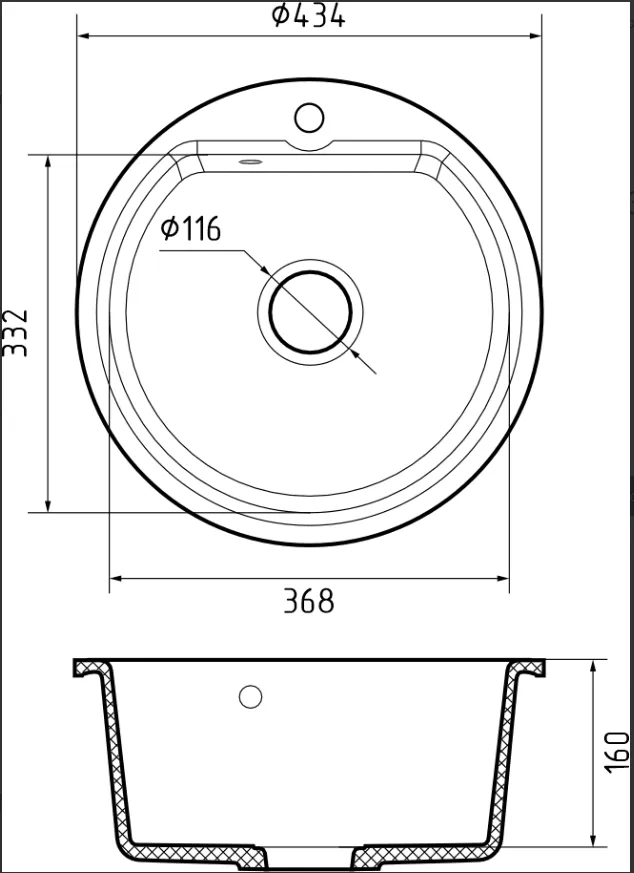Детальное фото товара: GranFest GF-SMART 435, мойка, мрамор, белый