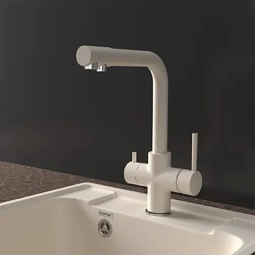 Детальное фото товара: GranFest GF-Z-5423, смеситель, гранит, белый