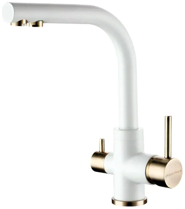 Фото товара: Paulmark ESSEN, смеситель, белый матовый/бронза