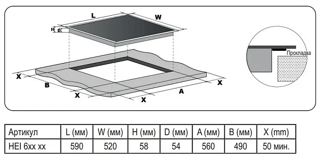 Детальное фото товара: Evelux HEI 641 B индукционная поверхность