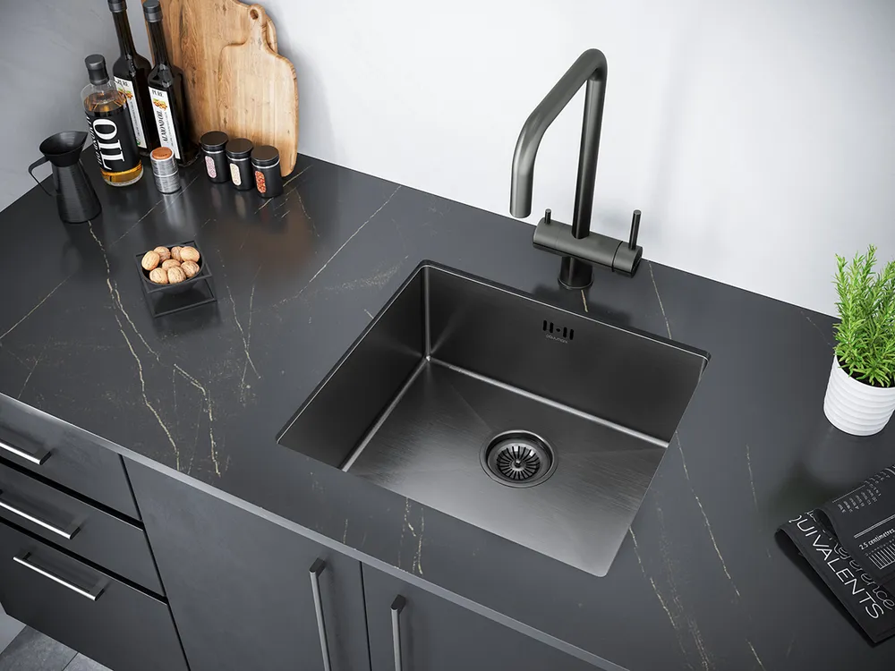 Детальное фото товара: Paulmark GERBERG 48 UNI, мойка, нержавеющая сталь, вороненая сталь