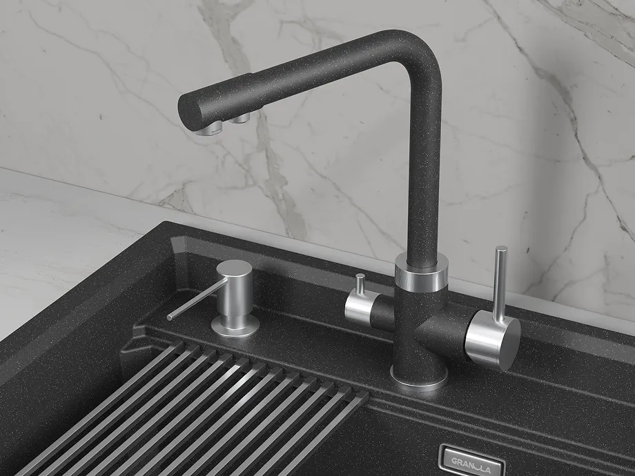Детальное фото товара: GRANULA 5015 смеситель, нержавеющая сталь, черный
