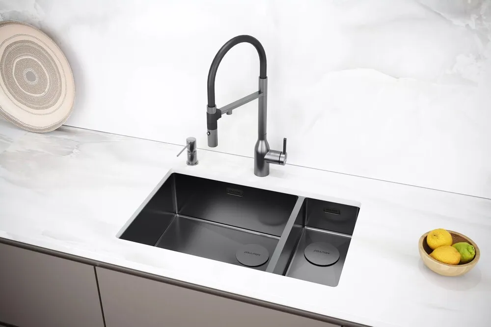 Детальное фото товара: Paulmark NEXT 69/2S UNI, мойка, нержавеющая сталь, вороненая сталь (левая)