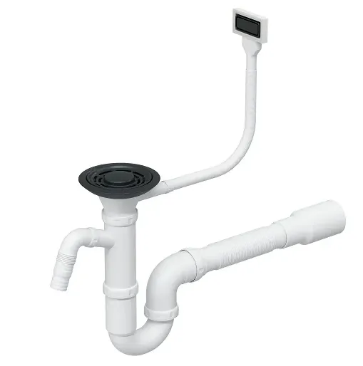 Фото товара: GRANULA сифон одинарный с прямоугольным переливом черный матовый (A2A-1 Black)