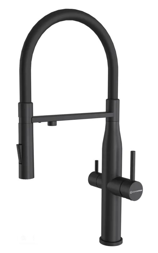 Фото товара: KUCHENSTERN ELIT-FE, смеситель, нержавеющая сталь, черный