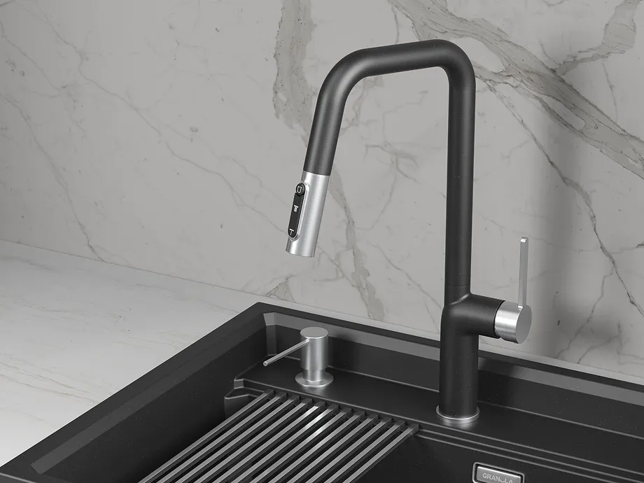 Детальное фото товара: GRANULA 9011 смеситель, нержавеющая сталь, шварц