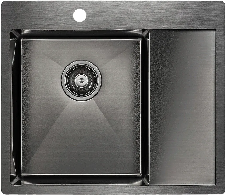 Детальное фото товара: Paulmark KRONER 59F, мойка, нержавеющая сталь, вороненая сталь, левая