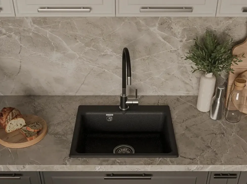 Детальное фото товара: GranFest GF-SMART 520, мойка, мрамор, черный