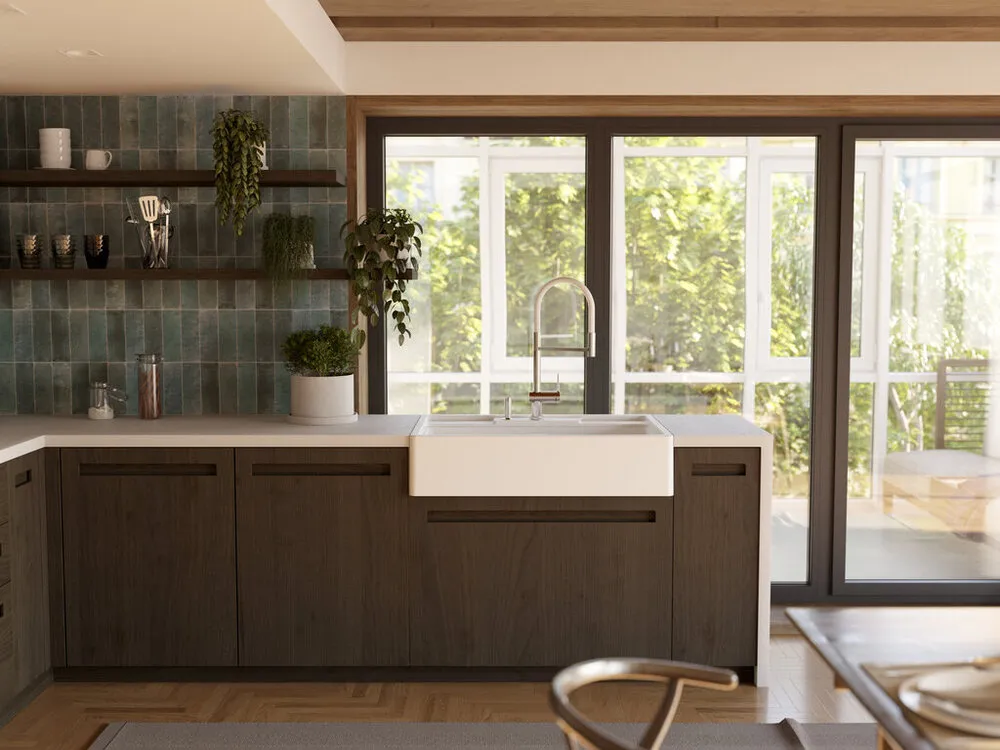 Детальное фото товара: Omoikiri Kanto-2 Plus-SB BN-WH, смеситель, латунь, нержавеющая сталь/белый