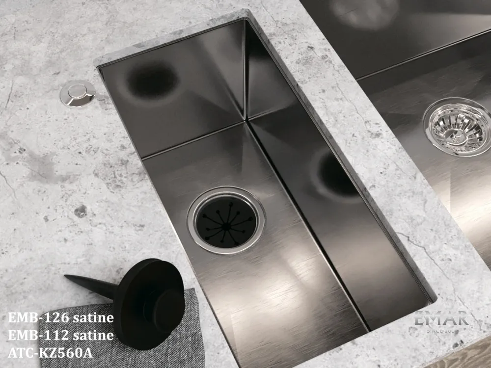 Детальное фото товара: Emar EMB-126A PVD Nano Satine, мойка, нержавеющая сталь сатин
