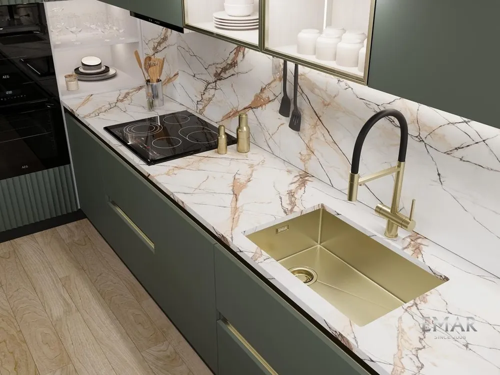 Детальное фото товара: Emar EMB-660(UN) PVD Matt Golden, мойка, нержавеющая сталь, матовое золото