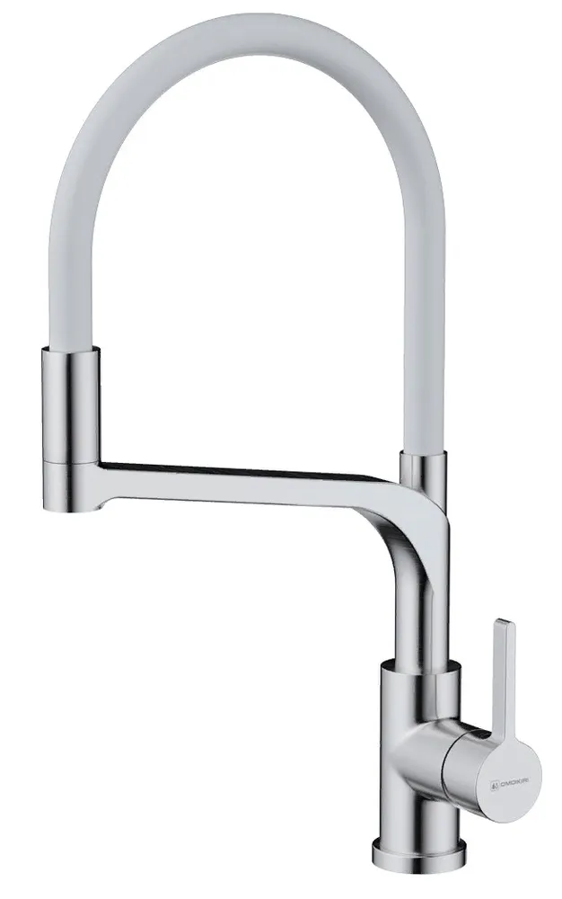 Фото товара: Omoikiri Sinto 2 Plus-SB-BN-WH, смеситель, нержавеющая сталь/белый