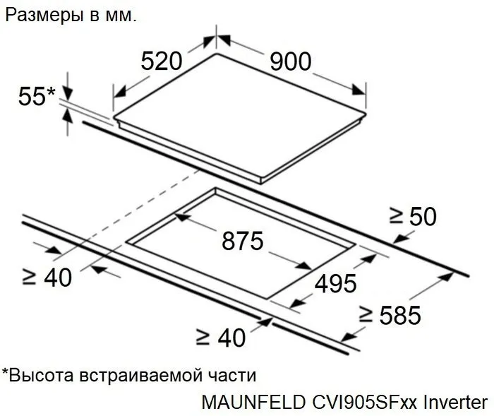 Детальное фото товара: Maunfeld CVI905SFBK Inverter индукционная поверхность