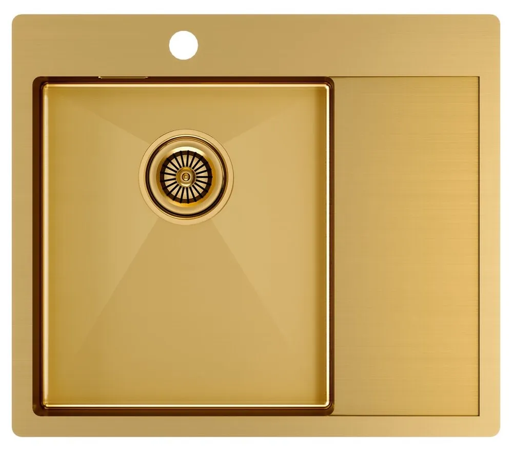 Детальное фото товара: Paulmark KRONER 59F, мойка, нержавеющая сталь, брашированное золото, левая