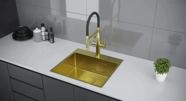 Детальное фото товара: KUCHENSTERN WERK 60, мойка, нержавеющая сталь, золото