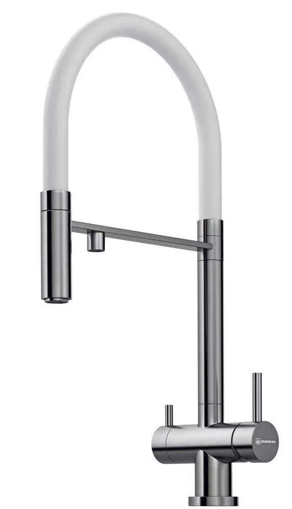 Фото товара: Omoikiri Kanto-BN-WH латунь/нерж. сталь/белый гибкий шланг