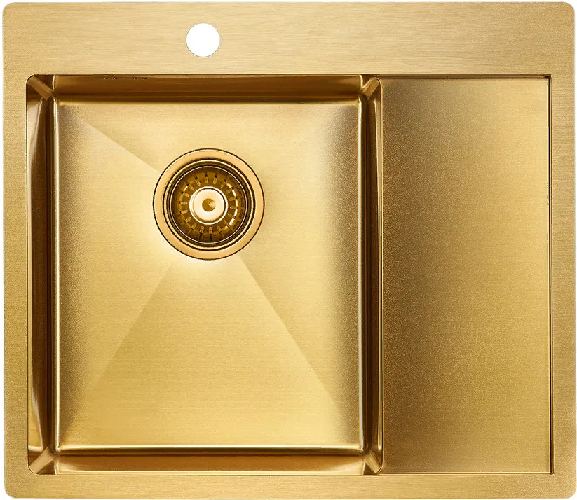 Фото товара: Paulmark KRONER 59F, мойка, нержавеющая сталь, брашированное золото, левая