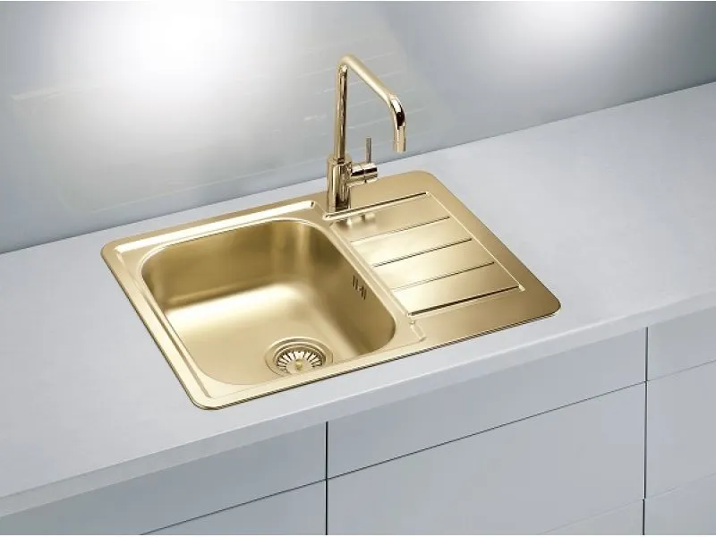 Детальное фото товара: ALVEUS LINE MONARCH 110 GOLD, мойка, нерж.сталь, золото ( в комплекте с выпуском и сифоном)